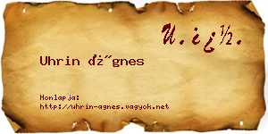 Uhrin Ágnes névjegykártya
