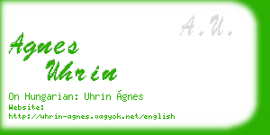 agnes uhrin business card